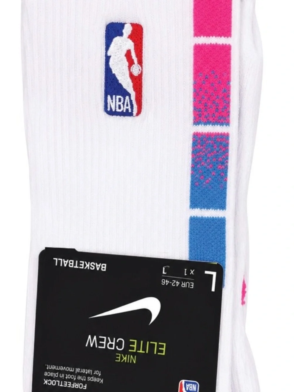Nike White Crew Socks with Pink & Blue Accents